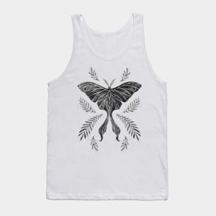 Black and White Watercolor Luna Moth Tank Top